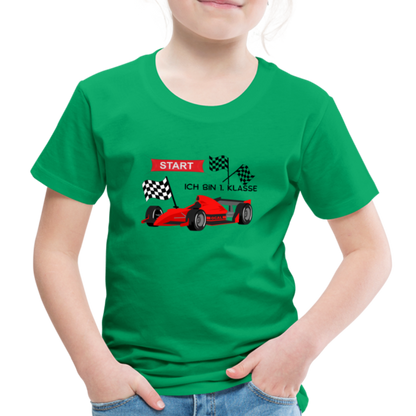 Kinder Premium T-Shirt - Einschulung 2023 Rennauto - Kelly Green