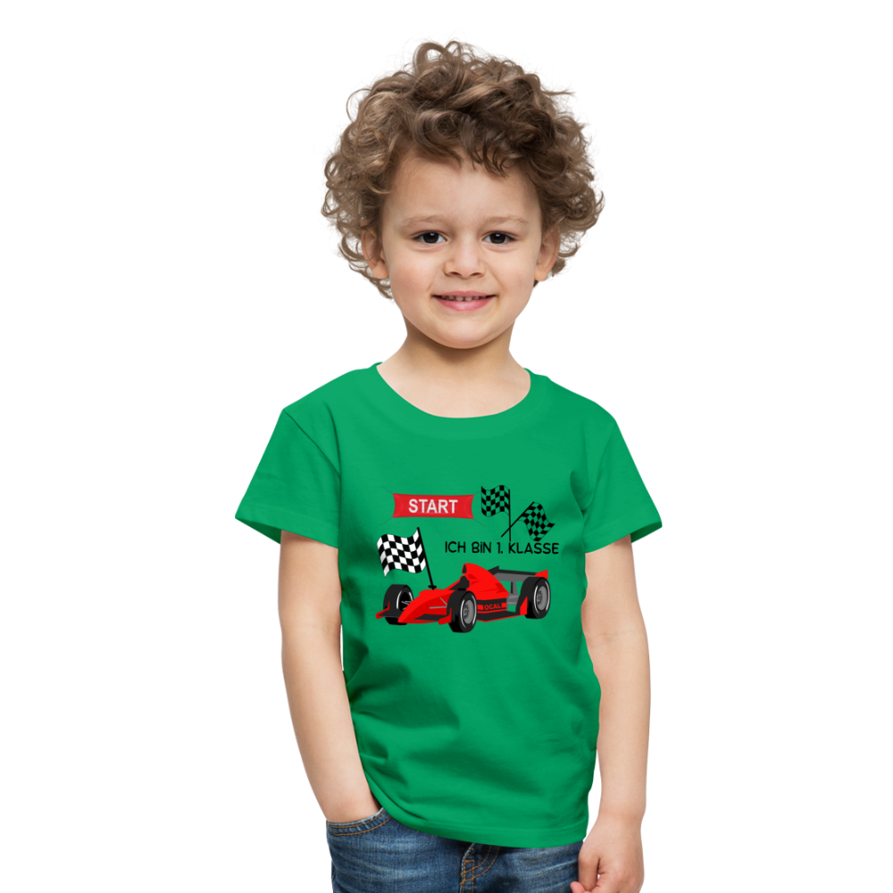 Kinder Premium T-Shirt - Einschulung 2023 Rennauto - Kelly Green