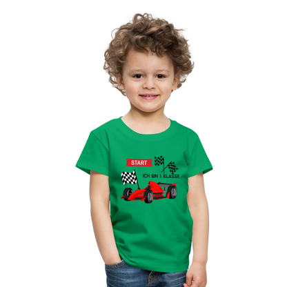 Kinder Premium T-Shirt - Einschulung 2023 Rennauto - Kelly Green