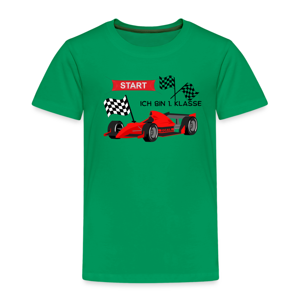 Kinder Premium T-Shirt - Einschulung 2023 Rennauto - Kelly Green