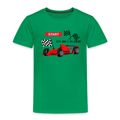 Kinder Premium T-Shirt - Einschulung 2023 Rennauto - Kelly Green