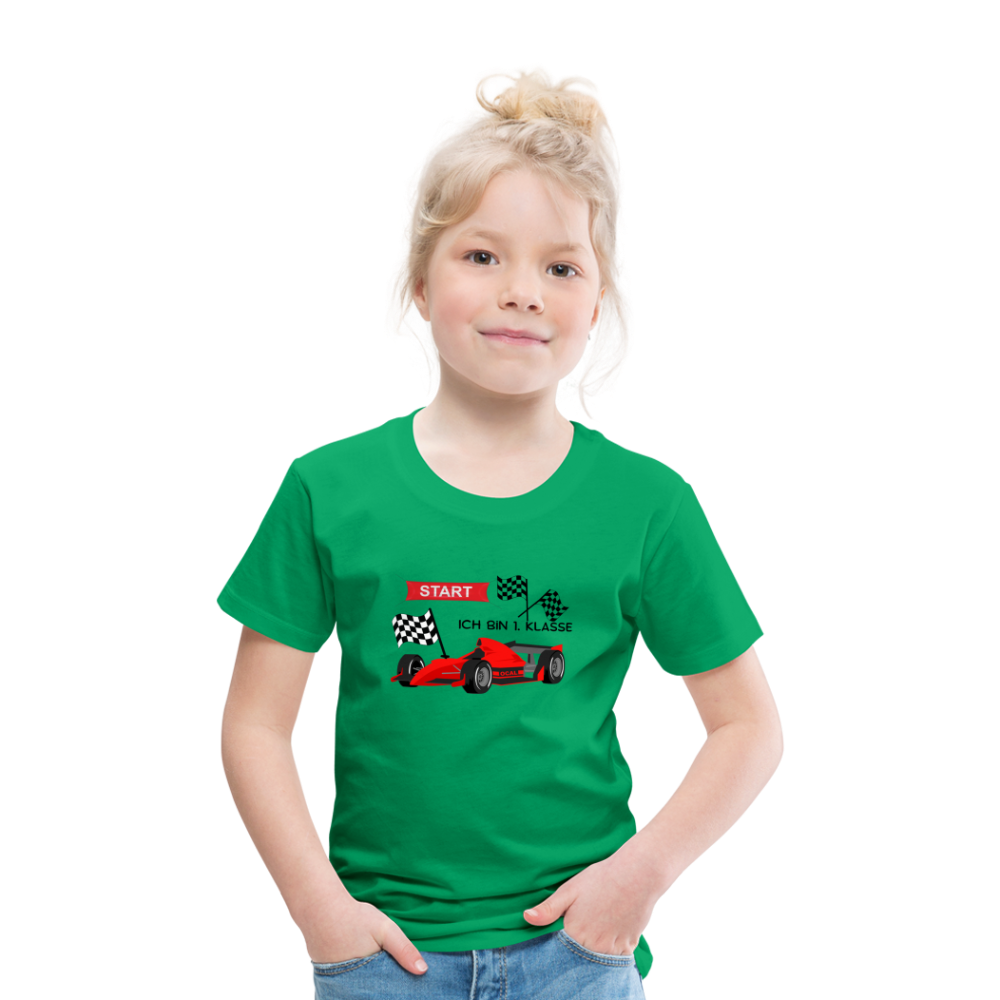 Kinder Premium T-Shirt - Einschulung 2023 Rennauto - Kelly Green