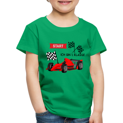 Kinder Premium T-Shirt - Einschulung 2023 Rennauto - Kelly Green