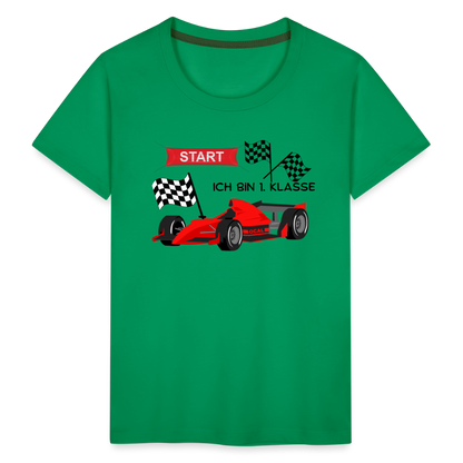 Kinder Premium T-Shirt - Einschulung 2023 Rennauto - Kelly Green