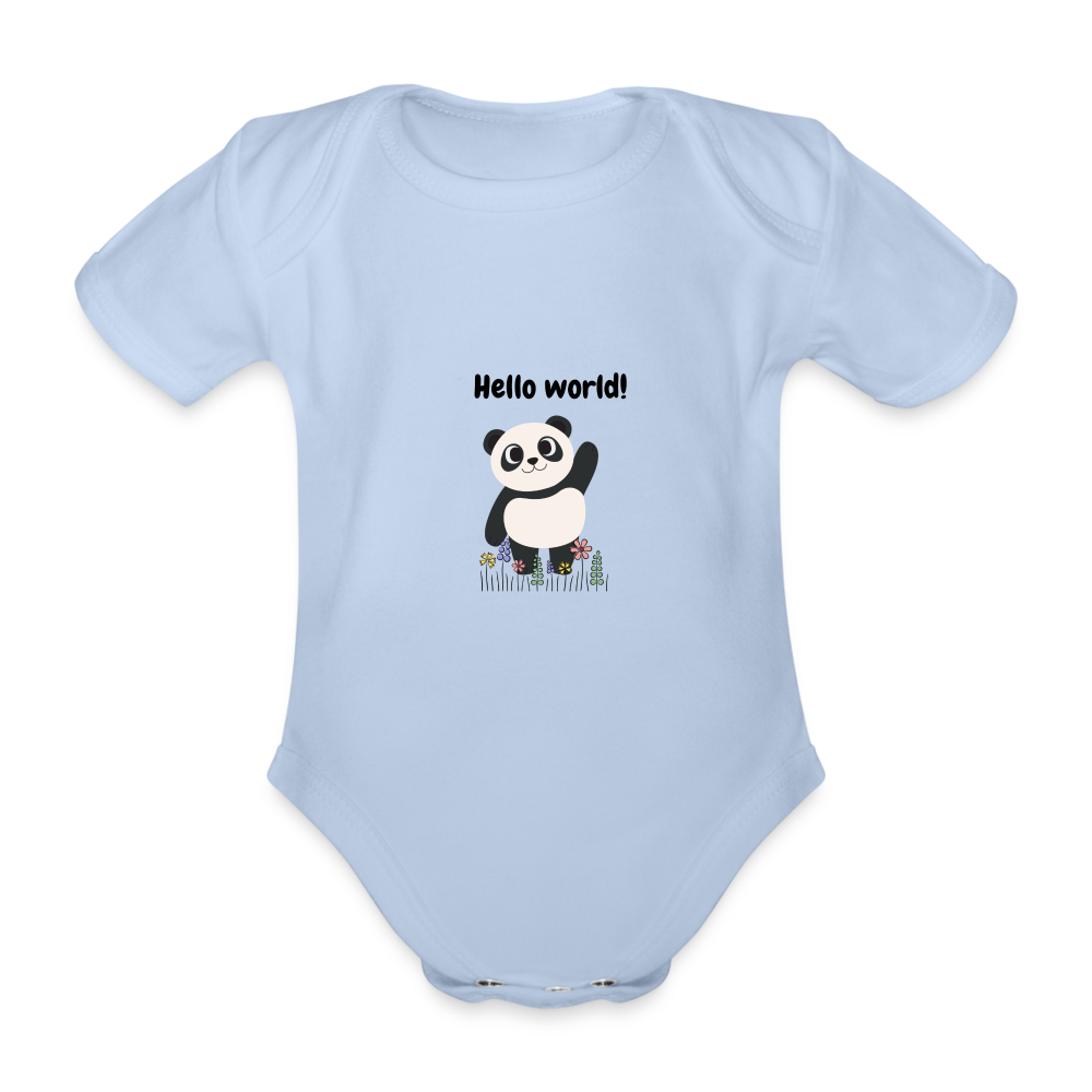 Baby Bio-Kurzarm-Body - Hello world - Sky