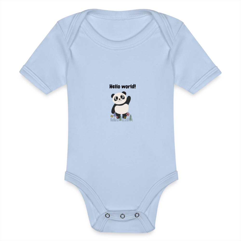 Baby Bio-Kurzarm-Body - Hello world - Sky