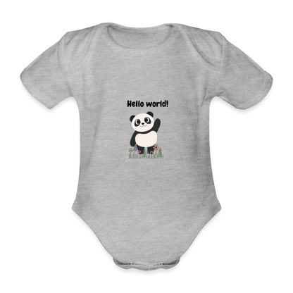 Baby Bio-Kurzarm-Body - Hello world - Grau meliert