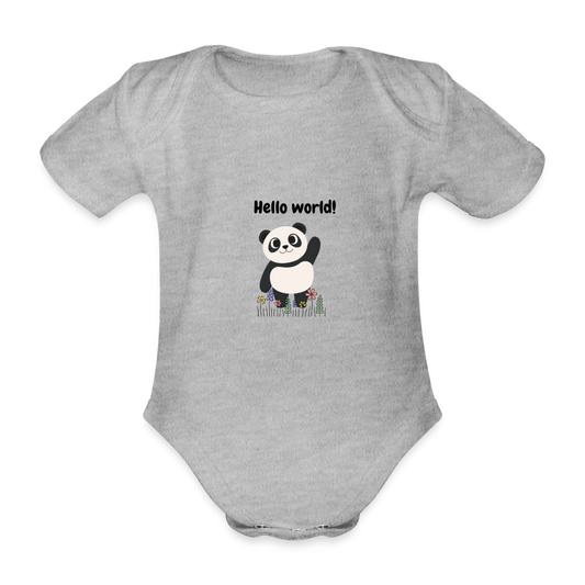 Baby Bio-Kurzarm-Body - Hello world - Grau meliert