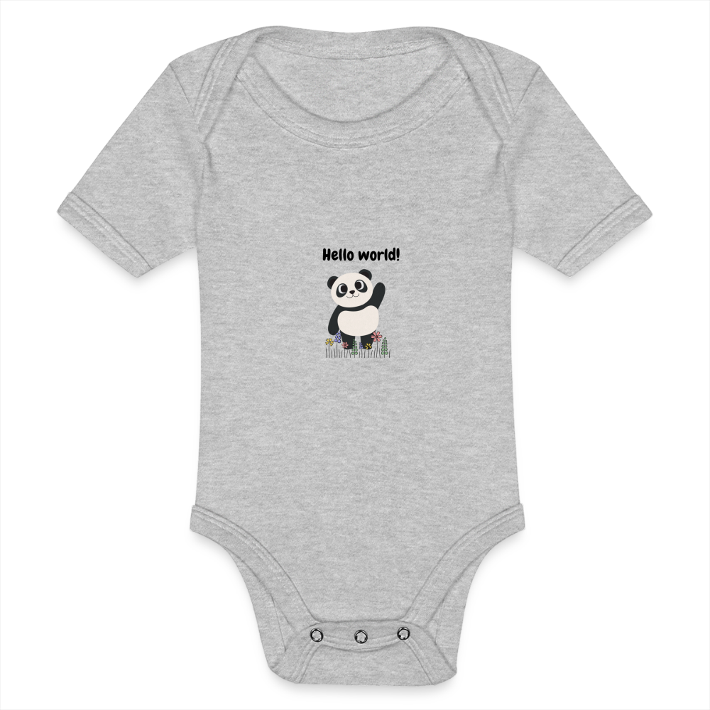 Baby Bio-Kurzarm-Body - Hello world - Grau meliert