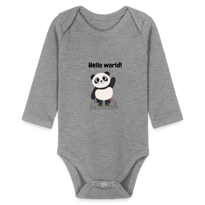 Baby Bio-Langarm-Body - Hello world - Grau meliert