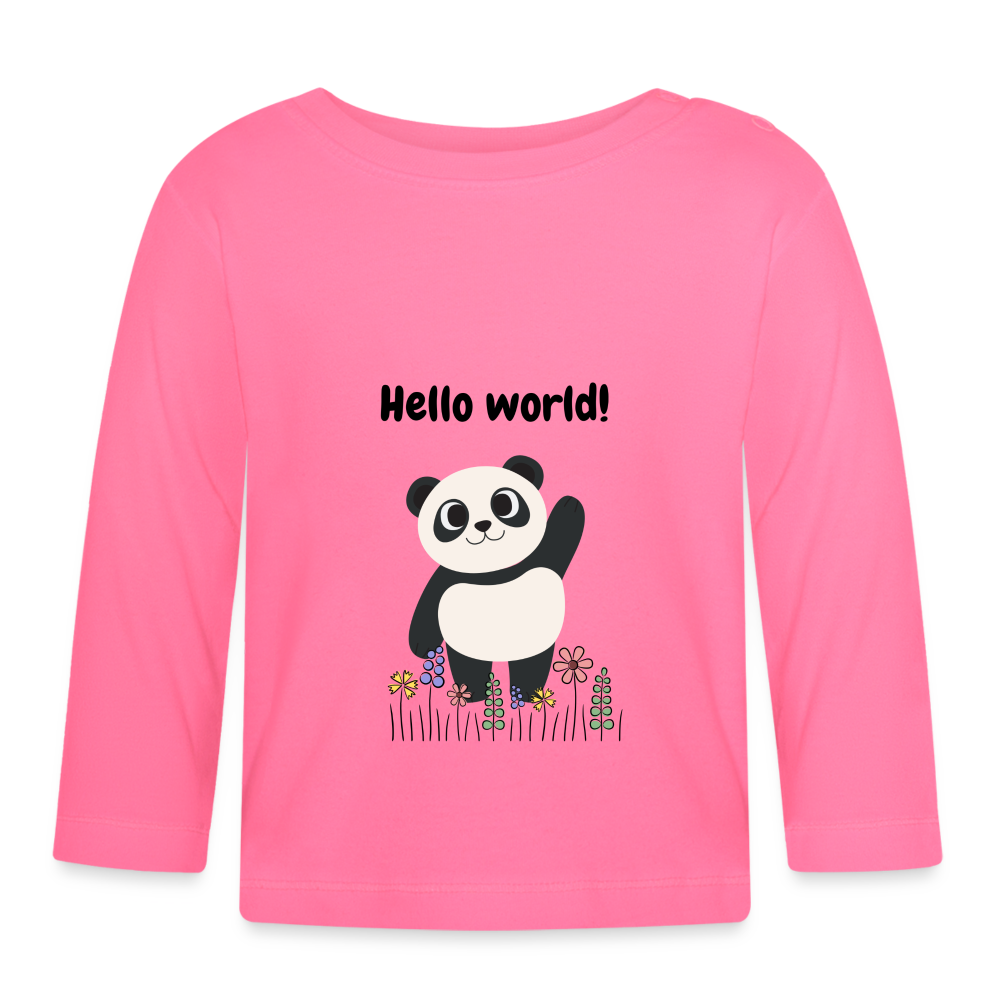 Baby Langarmshirt - Hello world - Azalea