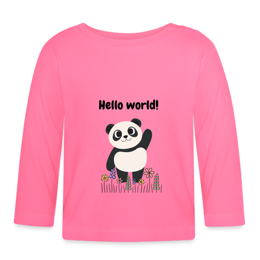 Baby Langarmshirt - Hello world - Azalea