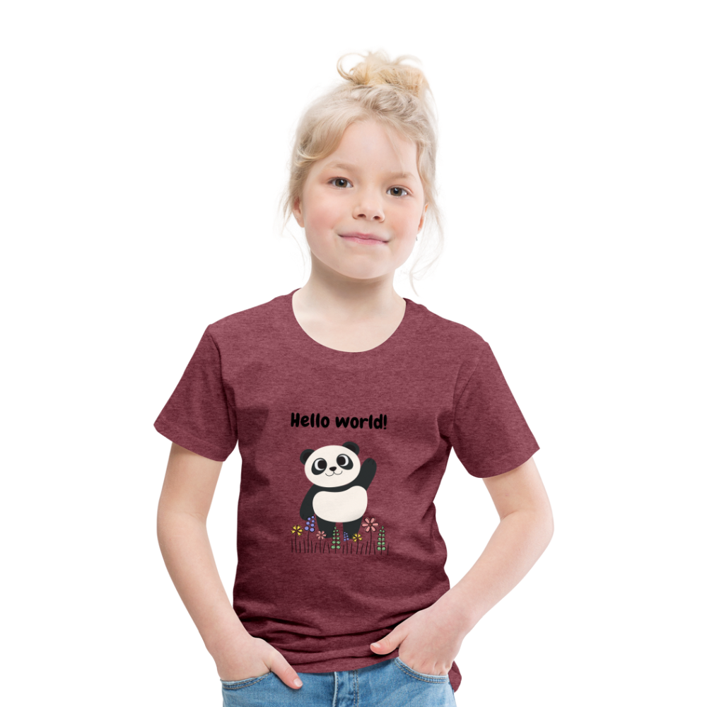 Kinder Premium T-Shirt - Hello world - Bordeauxrot meliert