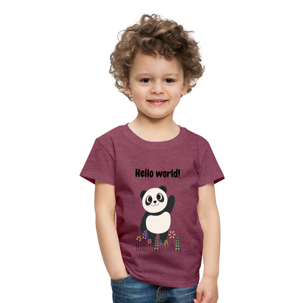 Kinder Premium T-Shirt - Hello world - Bordeauxrot meliert