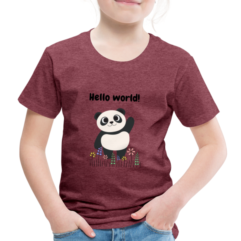 Kinder Premium T-Shirt - Hello world - Bordeauxrot meliert