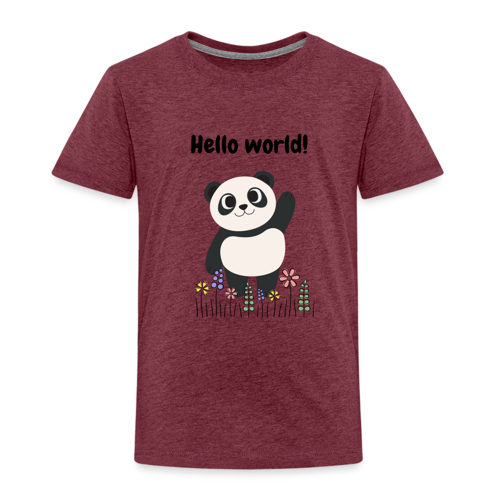 Kinder Premium T-Shirt - Hello world - Bordeauxrot meliert