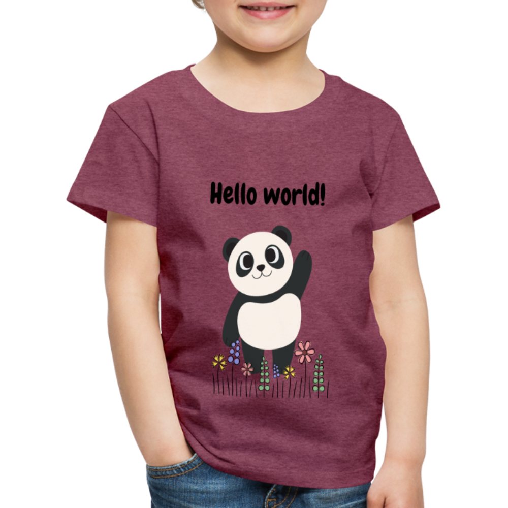 Kinder Premium T-Shirt - Hello world - Bordeauxrot meliert