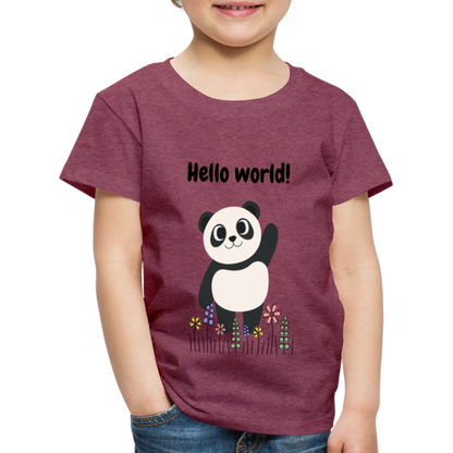 Kinder Premium T-Shirt - Hello world - Bordeauxrot meliert