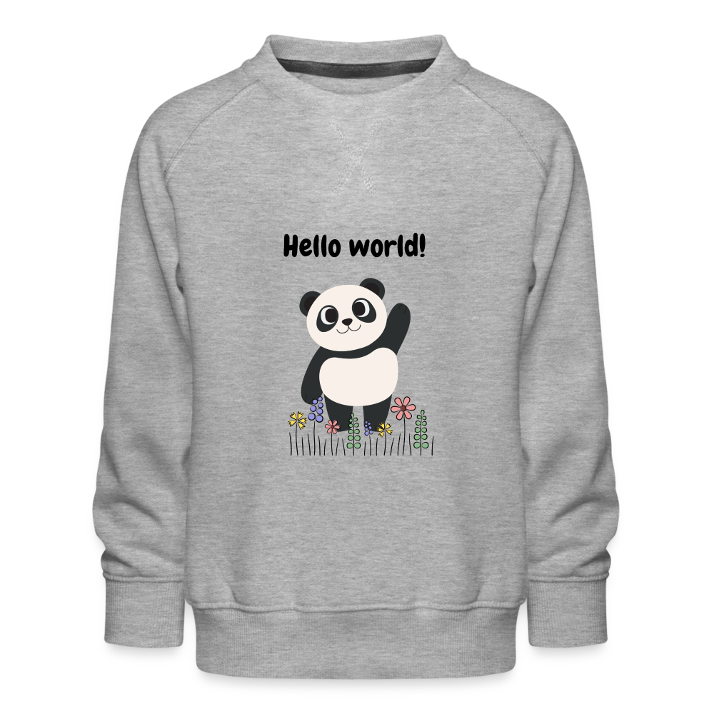 Kinder Premium Pullover- Hello world - Grau meliert