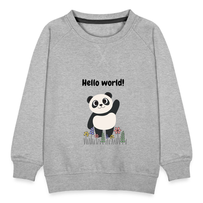 Kinder Premium Pullover- Hello world - Grau meliert