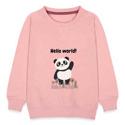 Kinder Premium Pullover- Hello world - Kristallrosa