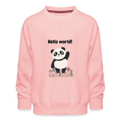 Kinder Premium Pullover- Hello world - Kristallrosa