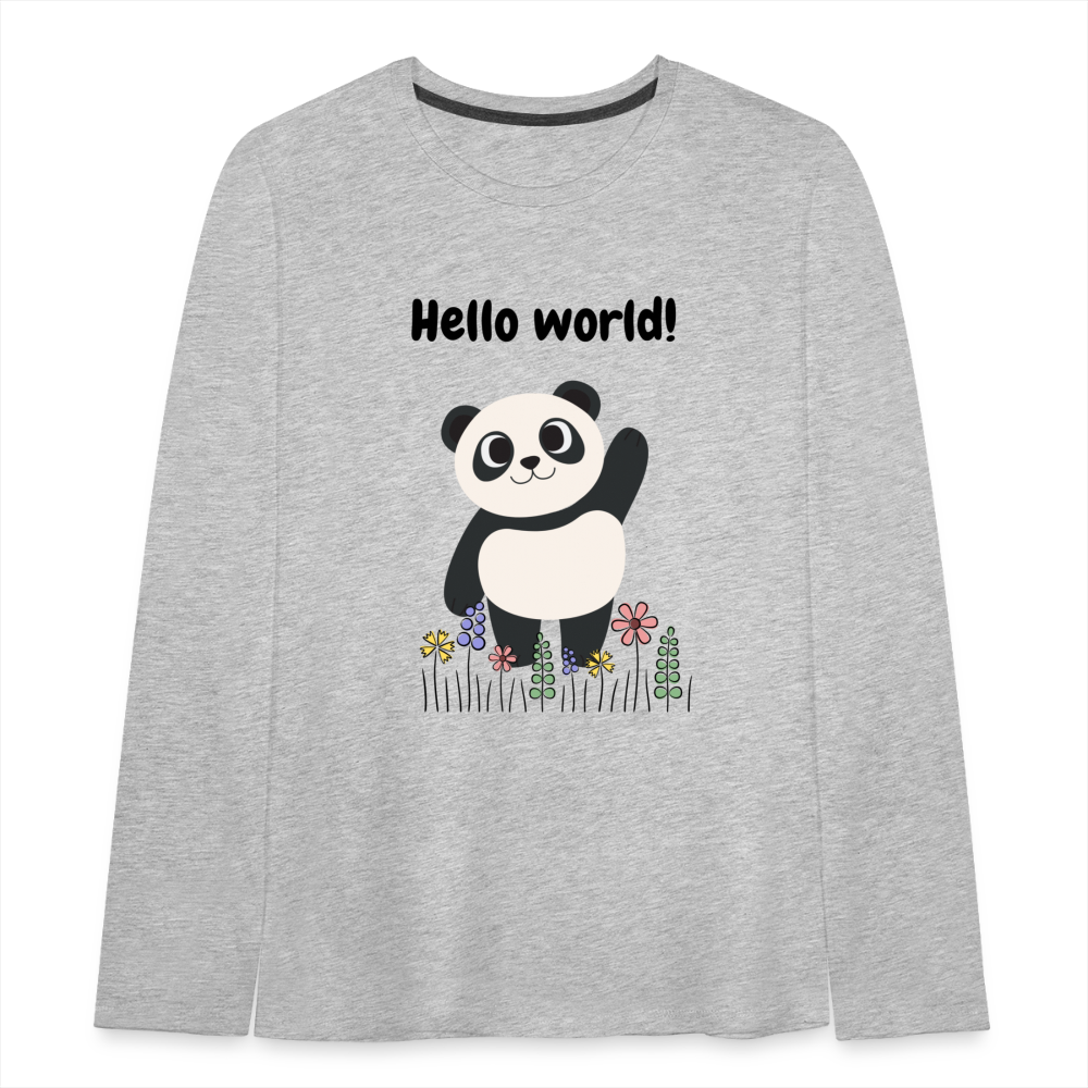 Teenager Premium Langarmshirt - Hello world - Grau meliert