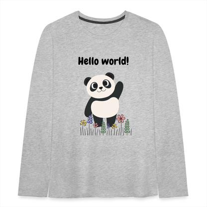 Teenager Premium Langarmshirt - Hello world - Grau meliert