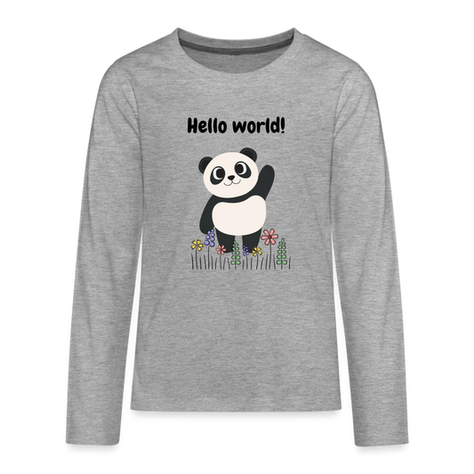 Teenager Premium Langarmshirt - Hello world - Grau meliert