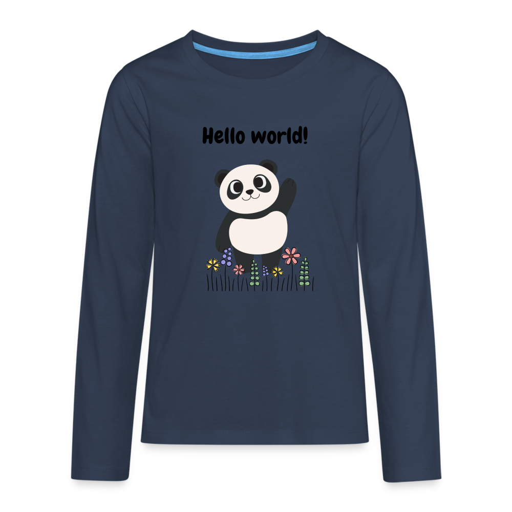 Teenager Premium Langarmshirt - Hello world - Navy