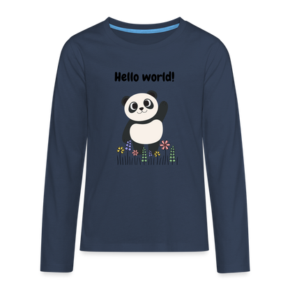 Teenager Premium Langarmshirt - Hello world - Navy