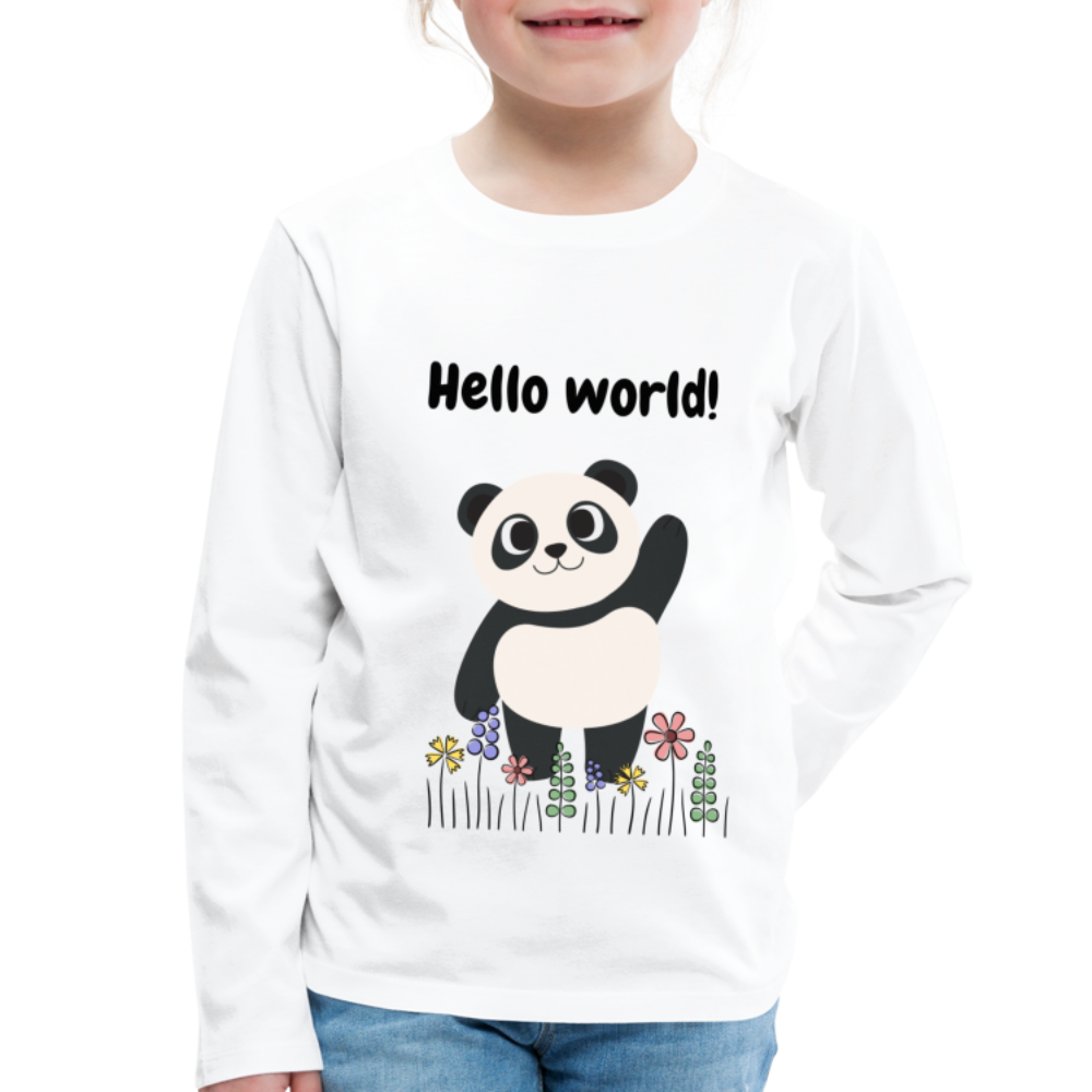 Kinder Premium Langarmshirt - Hello world - weiß