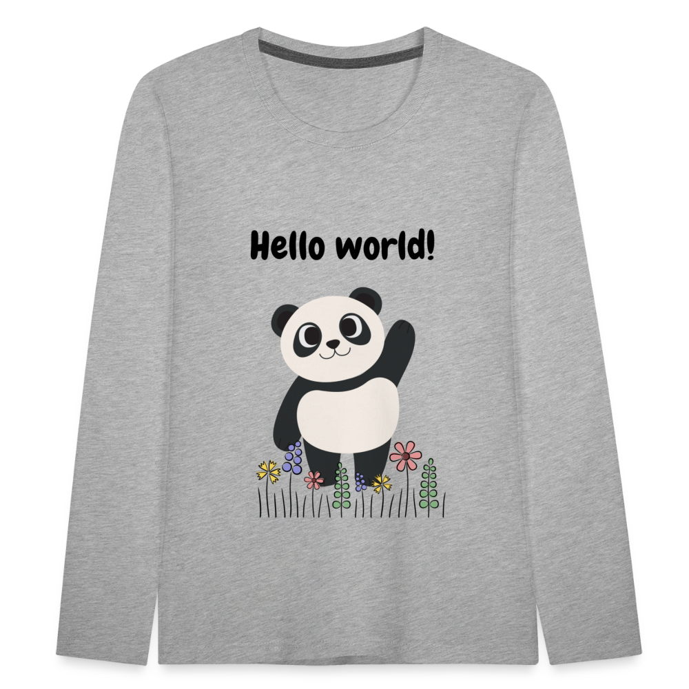 Kinder Premium Langarmshirt - Hello world - Grau meliert