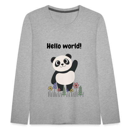 Kinder Premium Langarmshirt - Hello world - Grau meliert