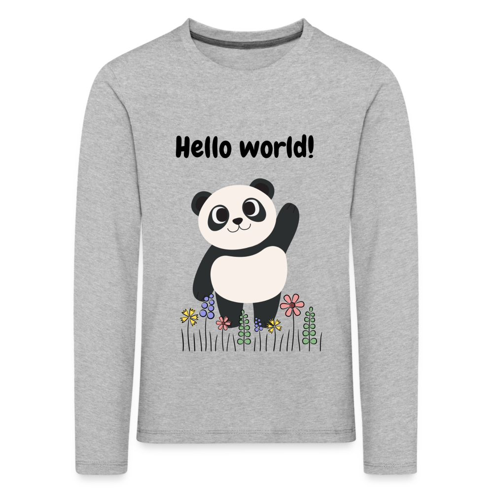 Kinder Premium Langarmshirt - Hello world - Grau meliert