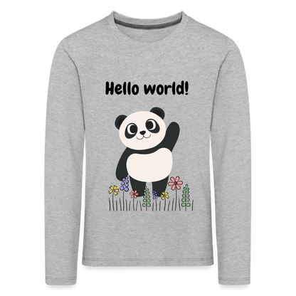 Kinder Premium Langarmshirt - Hello world - Grau meliert