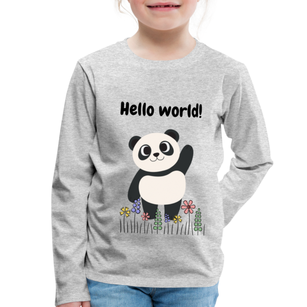 Kinder Premium Langarmshirt - Hello world - Grau meliert