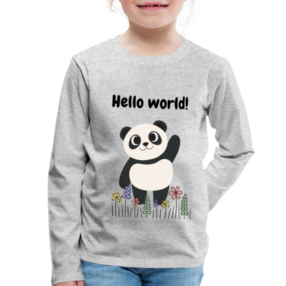 Kinder Premium Langarmshirt - Hello world - Grau meliert