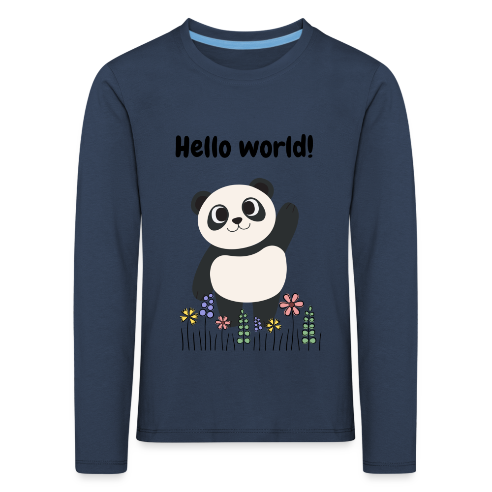 Kinder Premium Langarmshirt - Hello world - Navy