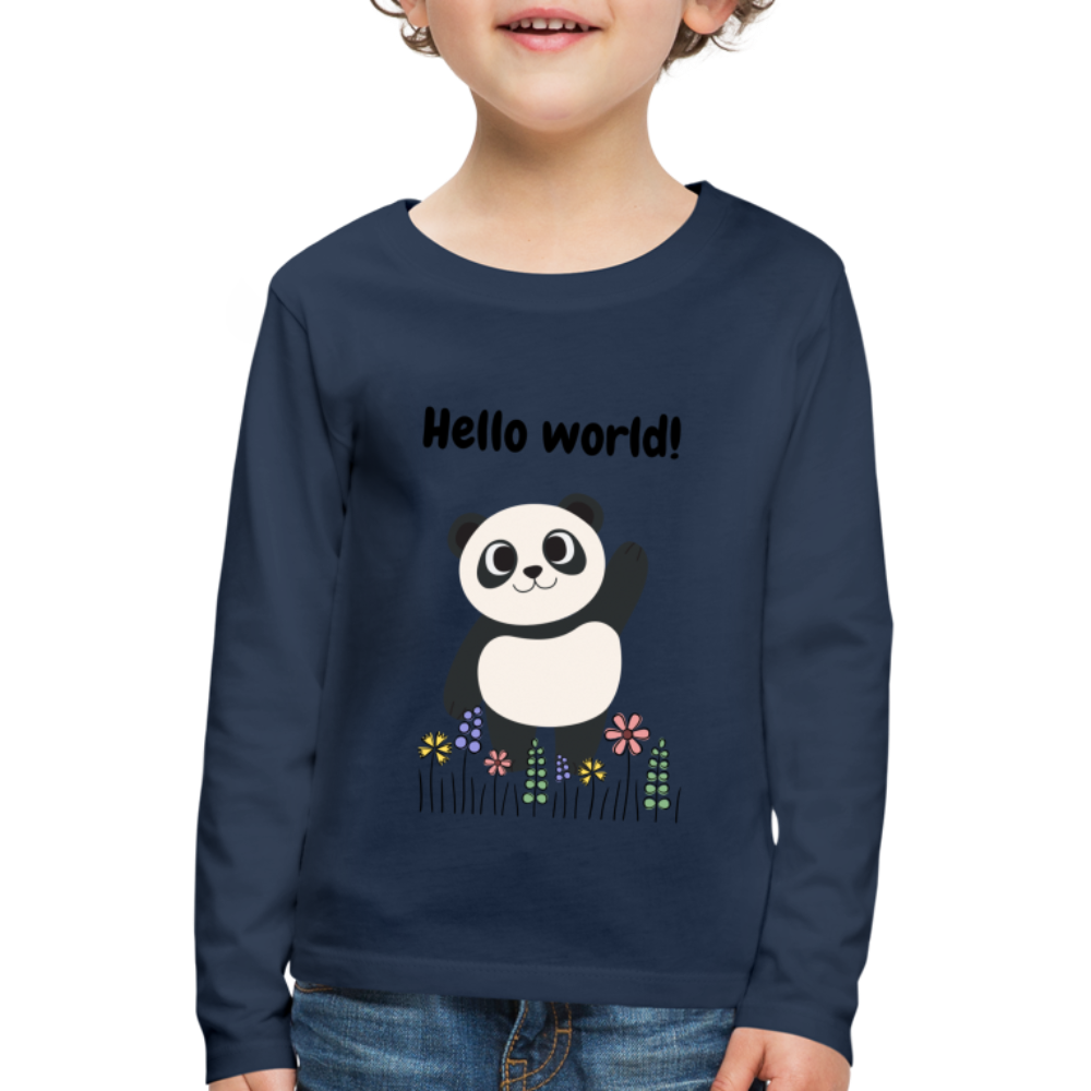 Kinder Premium Langarmshirt - Hello world - Navy