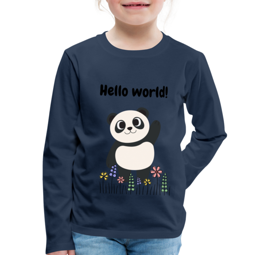 Kinder Premium Langarmshirt - Hello world - Navy