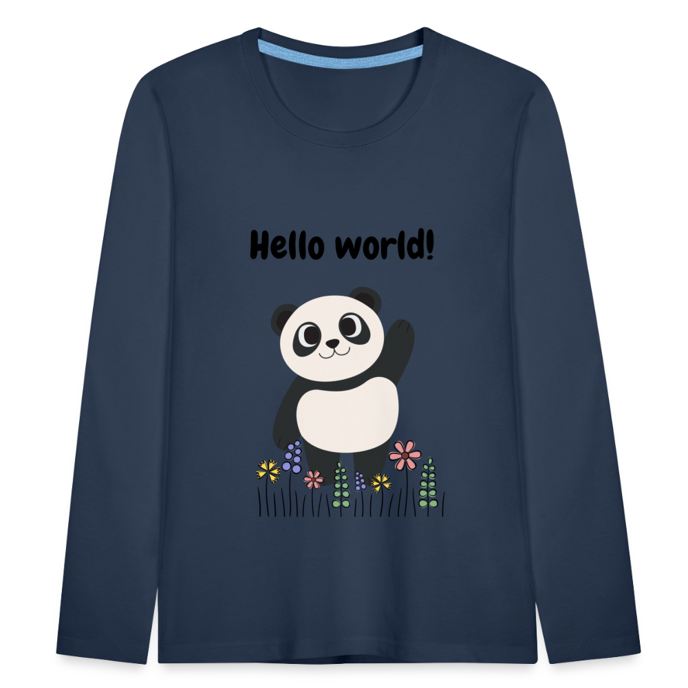 Kinder Premium Langarmshirt - Hello world - Navy