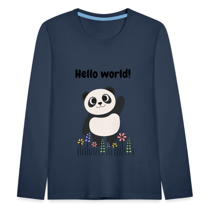 Kinder Premium Langarmshirt - Hello world - Navy