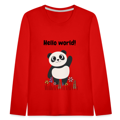 Kinder Premium Langarmshirt - Hello world - Rot