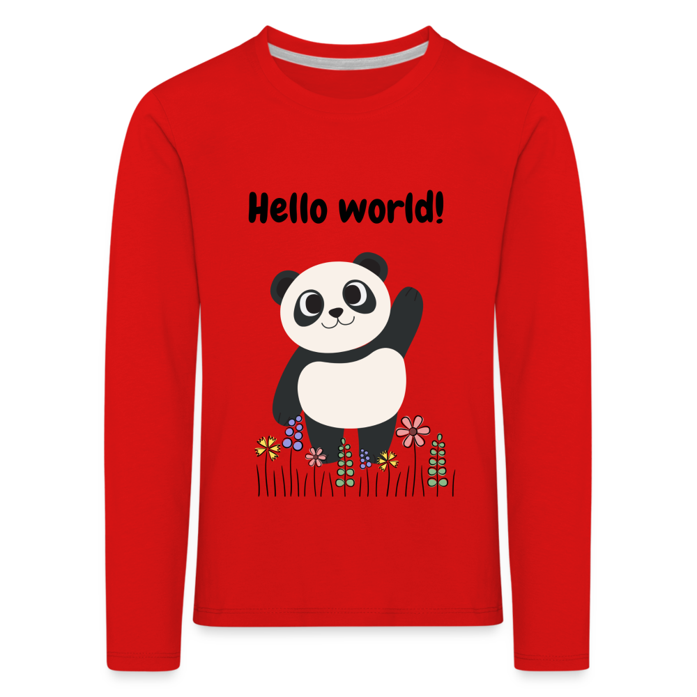 Kinder Premium Langarmshirt - Hello world - Rot