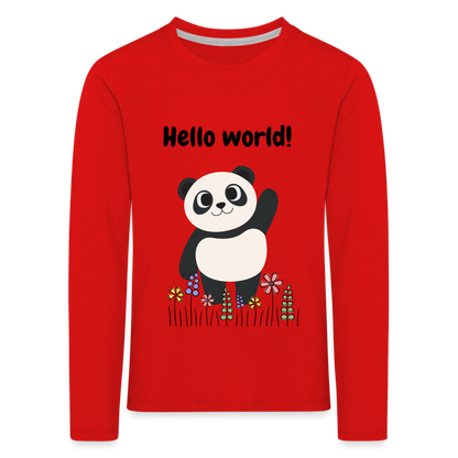 Kinder Premium Langarmshirt - Hello world - Rot