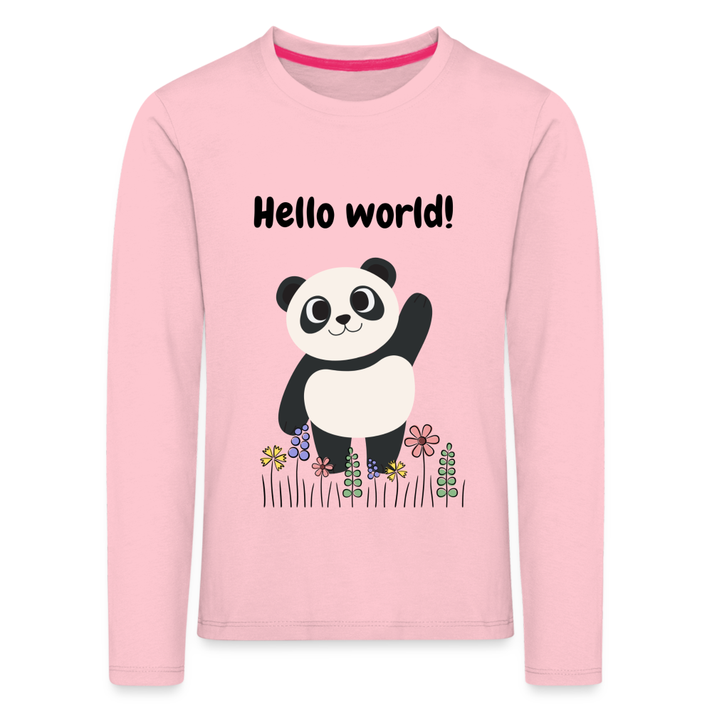 Kinder Premium Langarmshirt - Hello world - Hellrosa