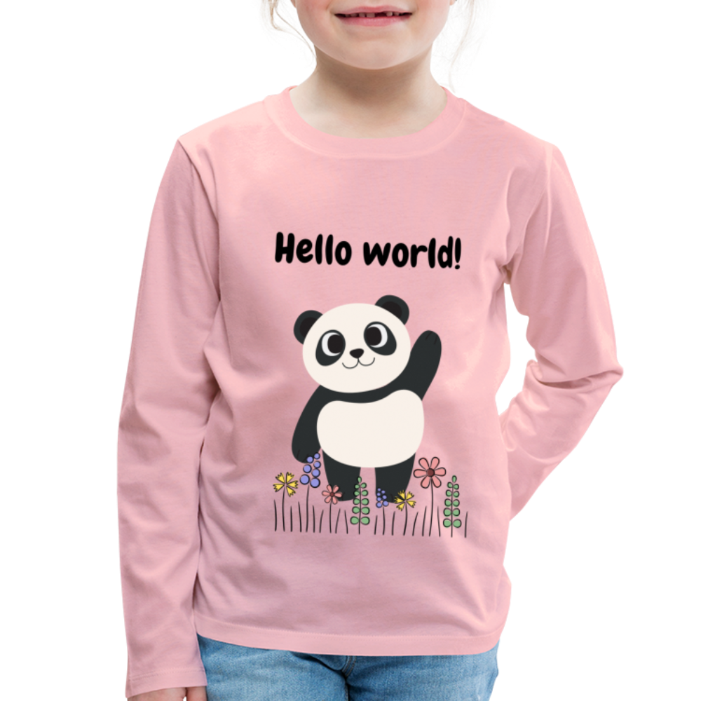 Kinder Premium Langarmshirt - Hello world - Hellrosa