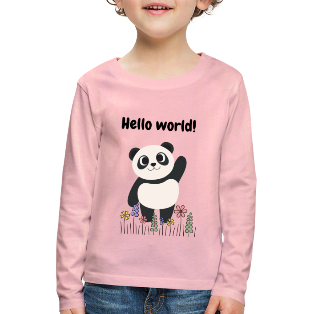 Kinder Premium Langarmshirt - Hello world - Hellrosa