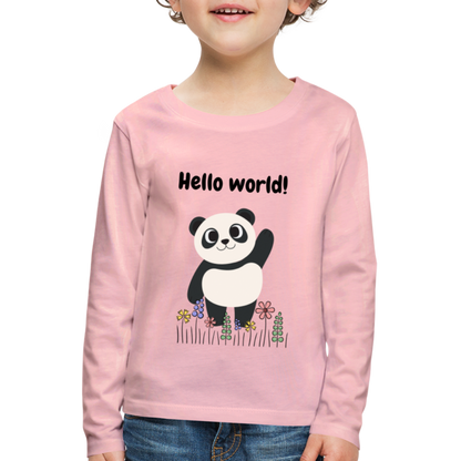 Kinder Premium Langarmshirt - Hello world - Hellrosa